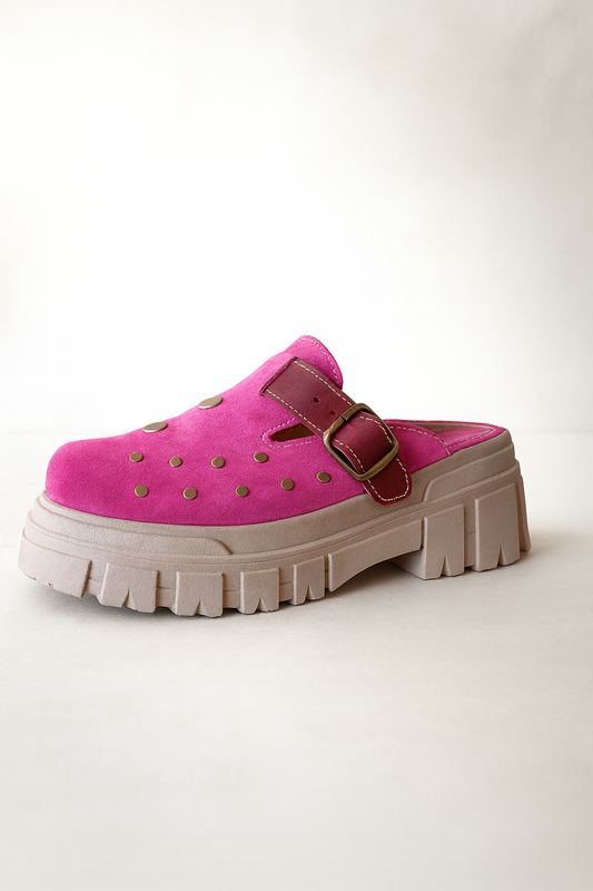 Zueco de Cuero Magenta